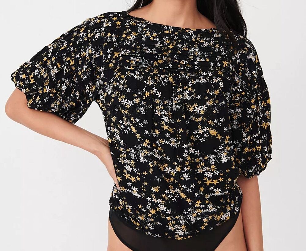 Free people Intimately Dessa Womens Floral Print Bodysuit Size Large NWT